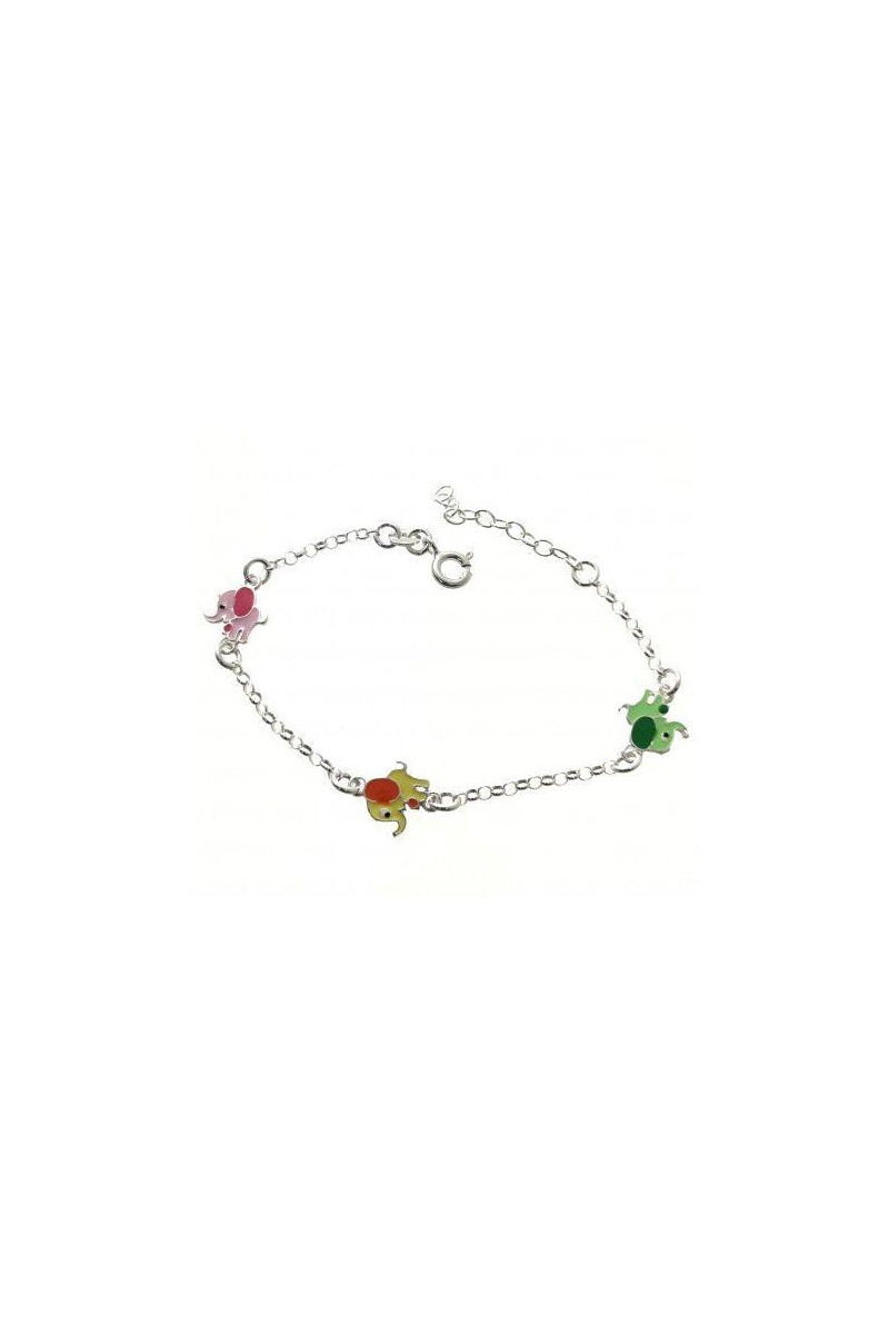 Pulsera Infantil Elefantitos Brillantes en Plata de Ley 925 Sensibile