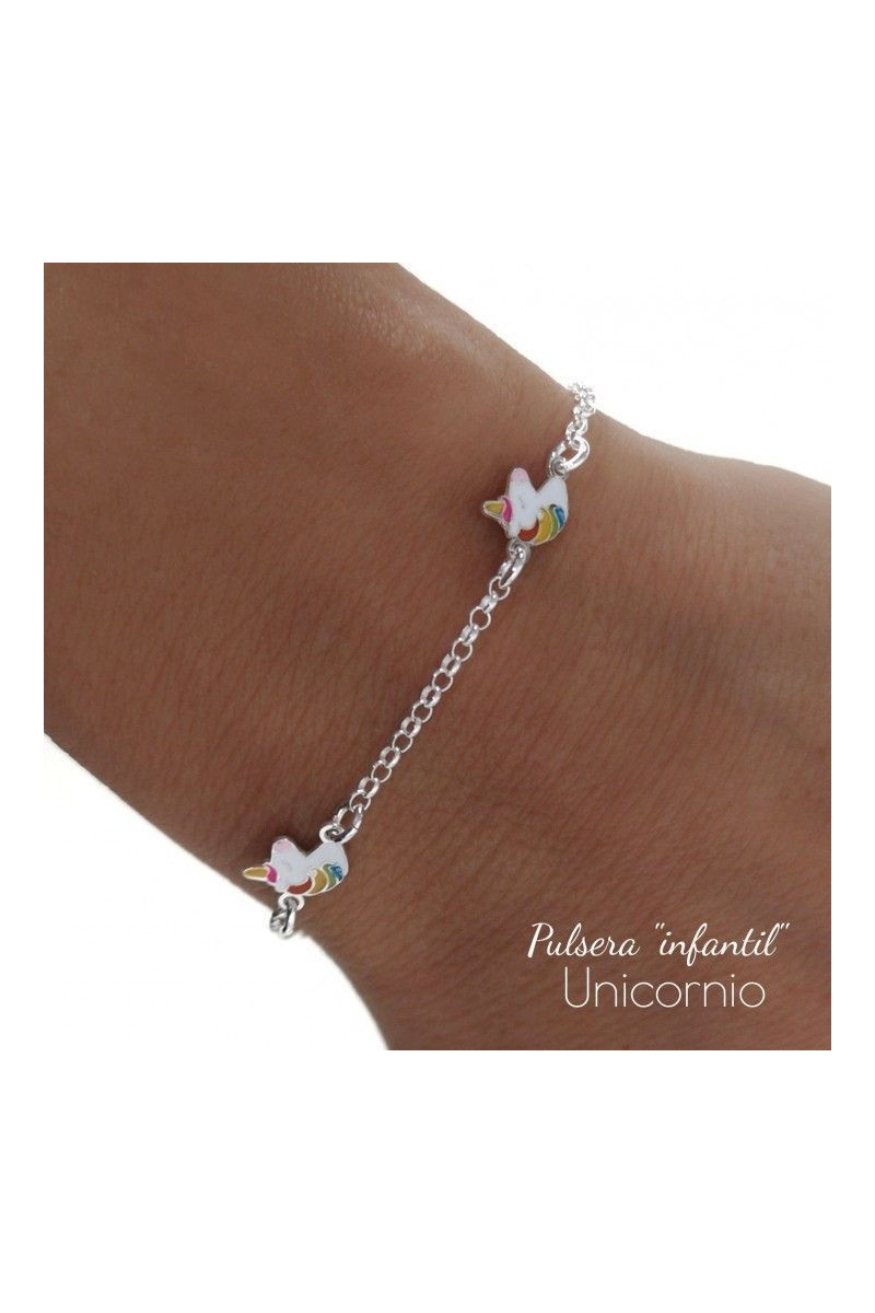 Pulsera Infantil Unicornio Plata de Ley