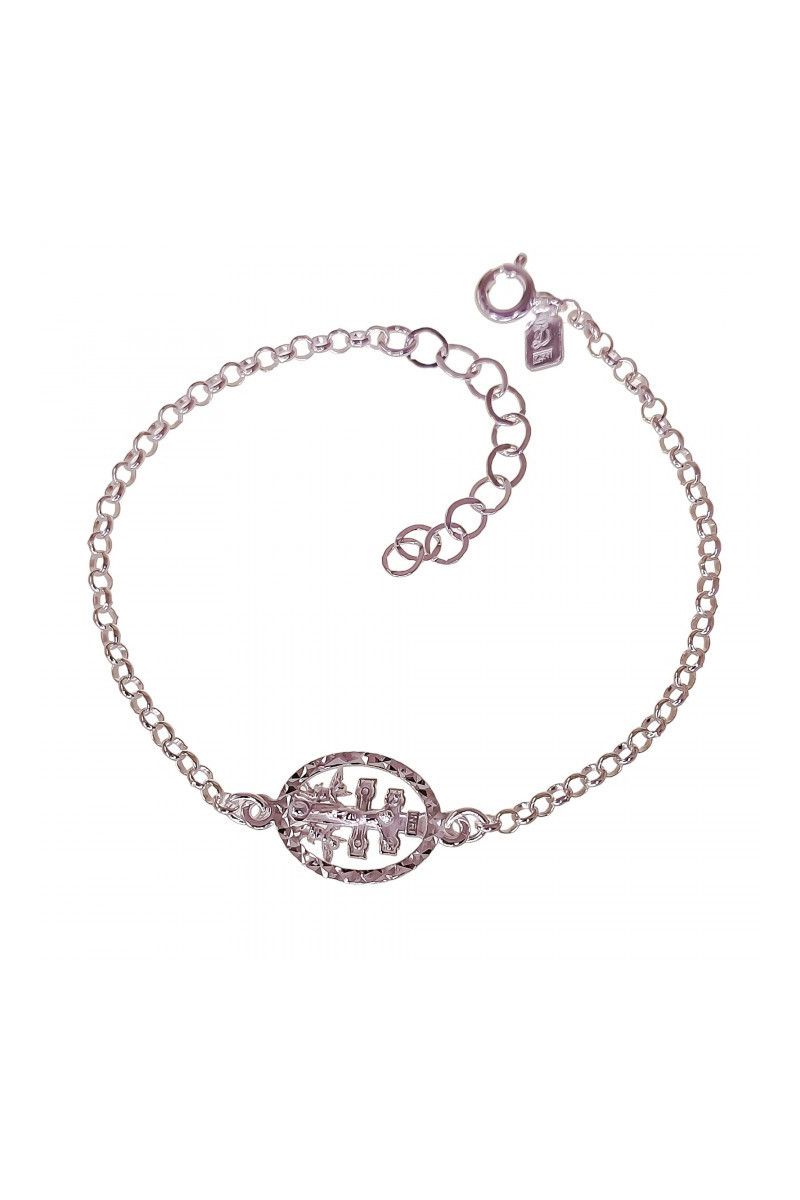 Pulsera Plata de Ley 925 con Cruz de Caravaca Filo Tallado Sensibile
