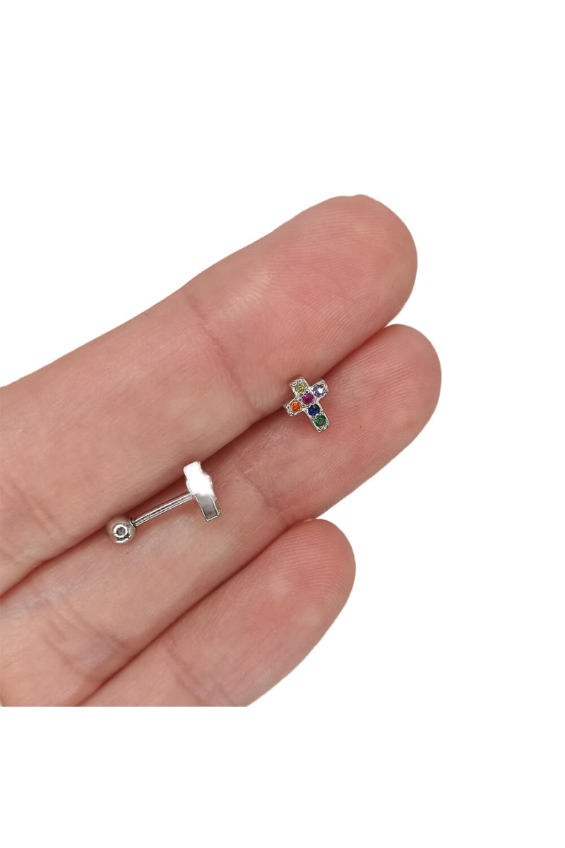 Pendientes Reversibles Cruz & Bolita - SomosPlata by Sensibile 💎✨ Pendientes Reversibles Cruz & Bolita - SomosPlata by Sensibile 💎✨