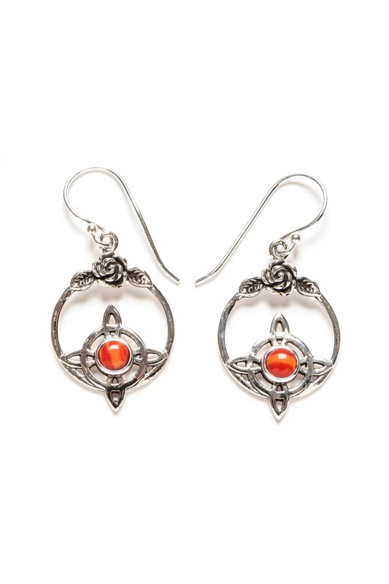 Pendientes "Encanto Místico Coral" - Nudo de Bruja - SomosPlata by Sensibile