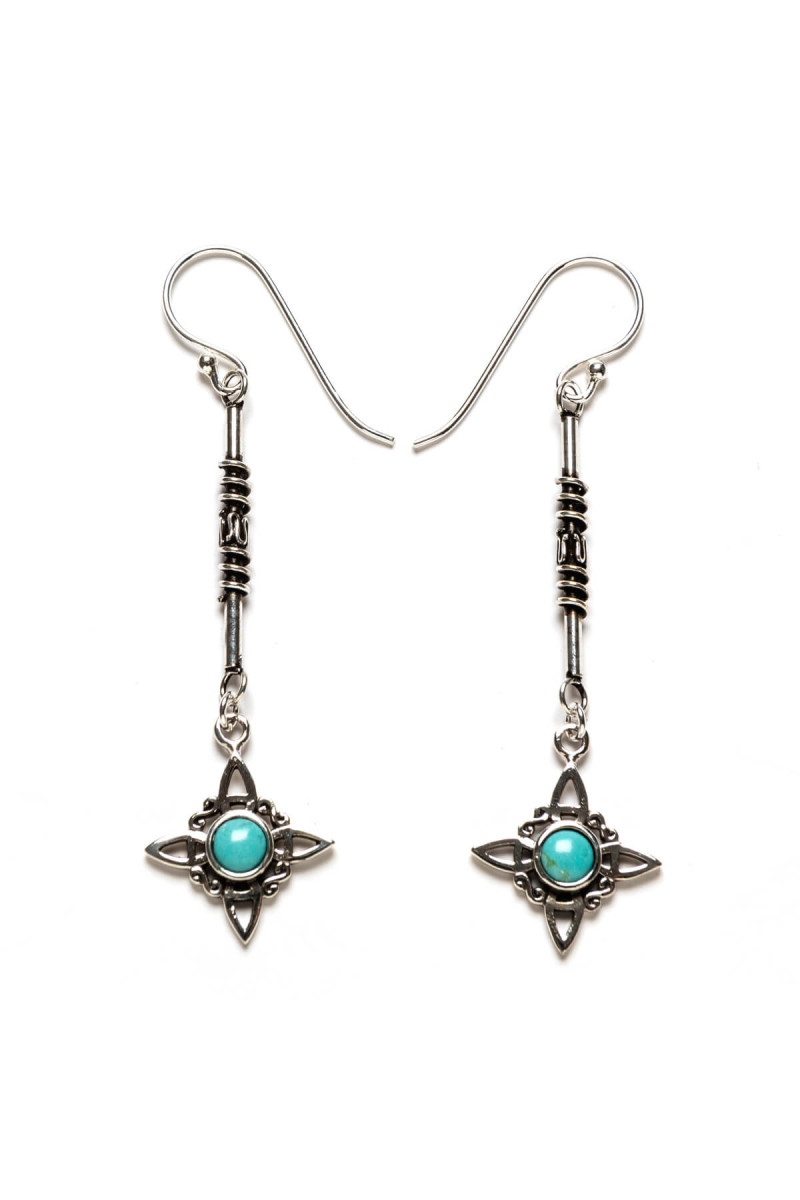 Pendientes Nudo De Bruja Turquesa en Plata de Ley - SomosPlata by Sensibile