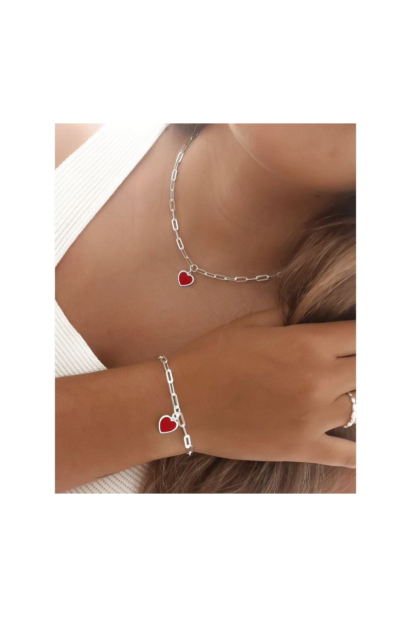 Gargantilla Corazón Esmaltado Rojo Plata de Ley 925 - SomosPlata by Sensibile
