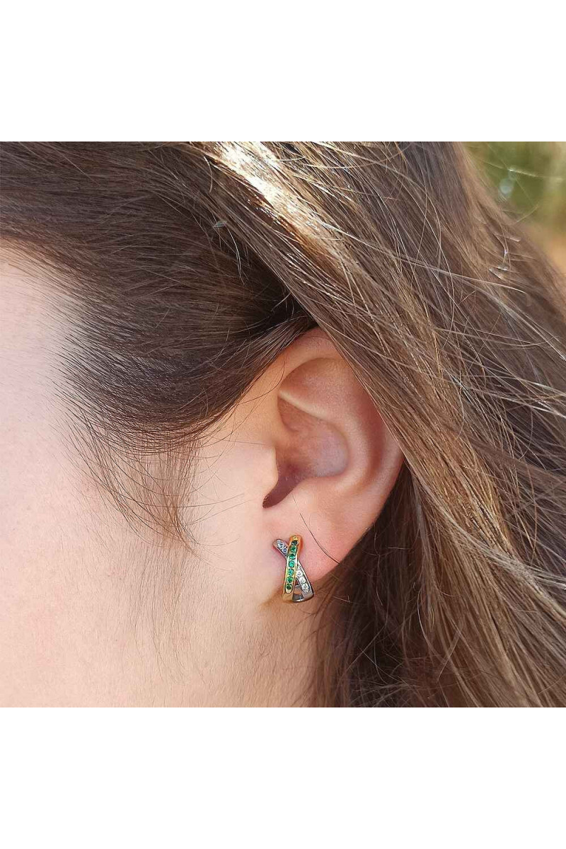 Pendientes cierre omega Bicolor en Plata de Ley - SomosPlata by Sensibile