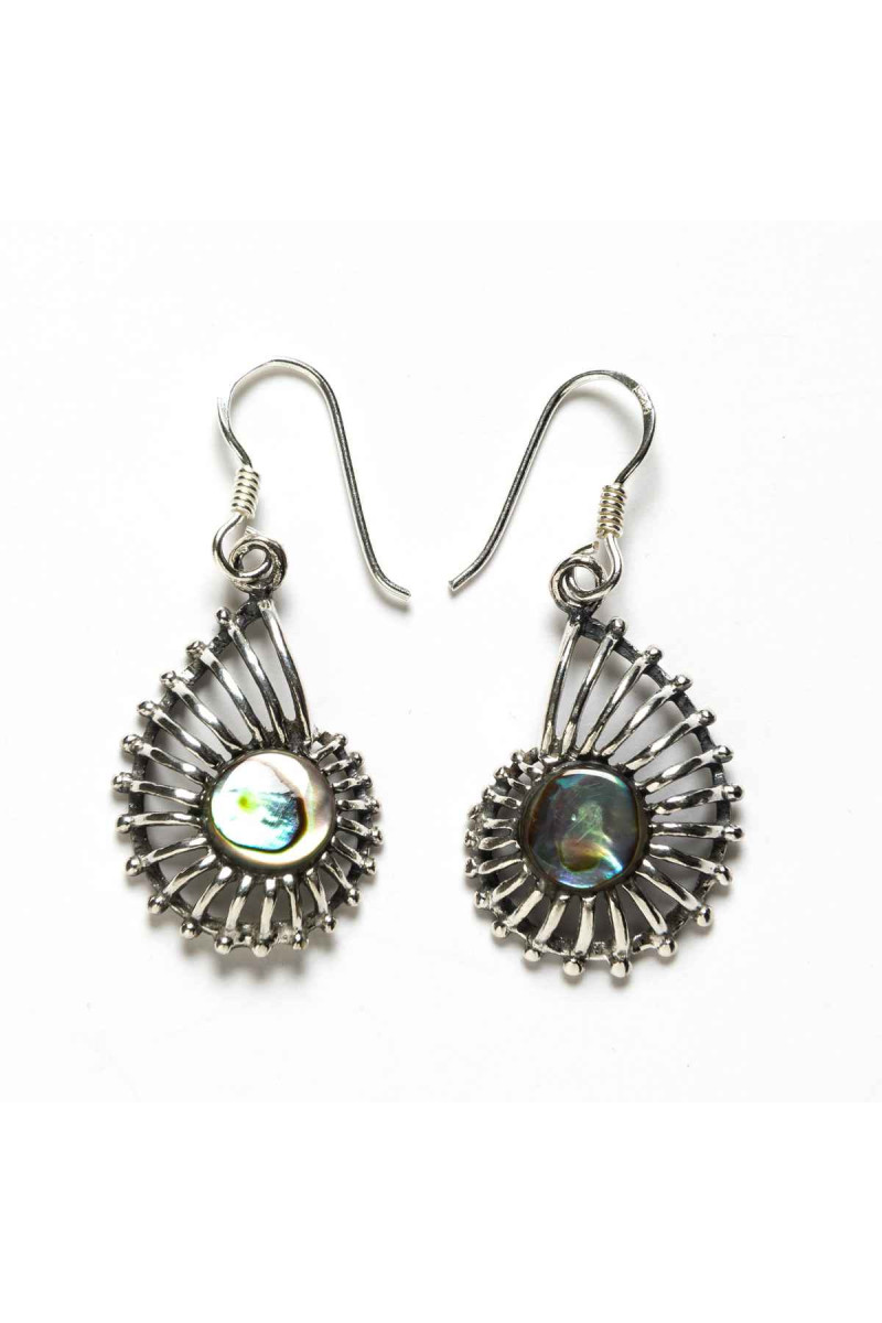 Pendientes Largos de Plata de Ley 925 con Piedra Abalón - SomosPlata by Sensibile