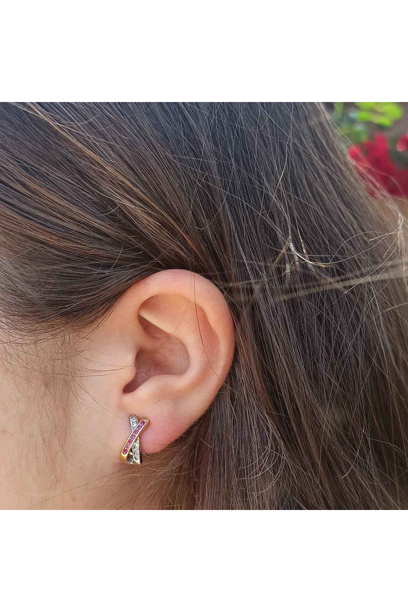 Pendientes cierre omega en Plata de ley Bicolor - SomosPlata by Sensibile