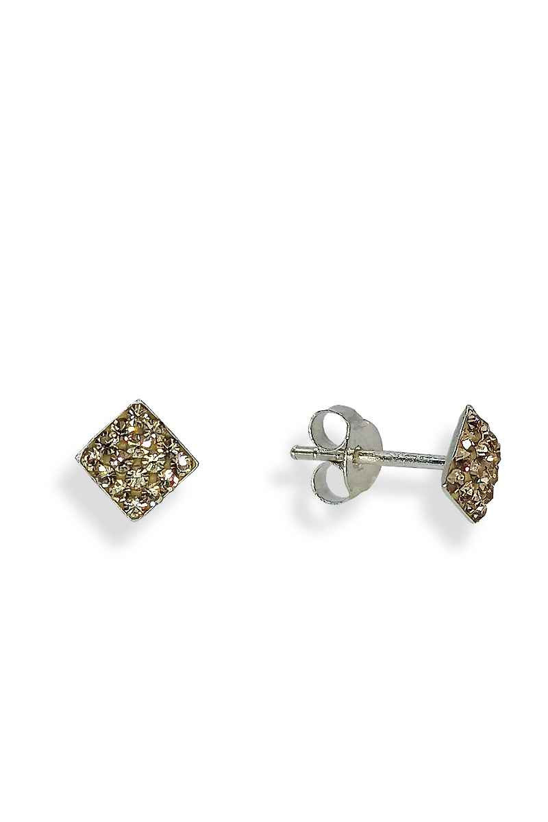 Pendientes Cuadrados/Rombos de Plata de Ley con Cristal (malva, rosa, rojo o dorado) - SomosPlata by Sensibile