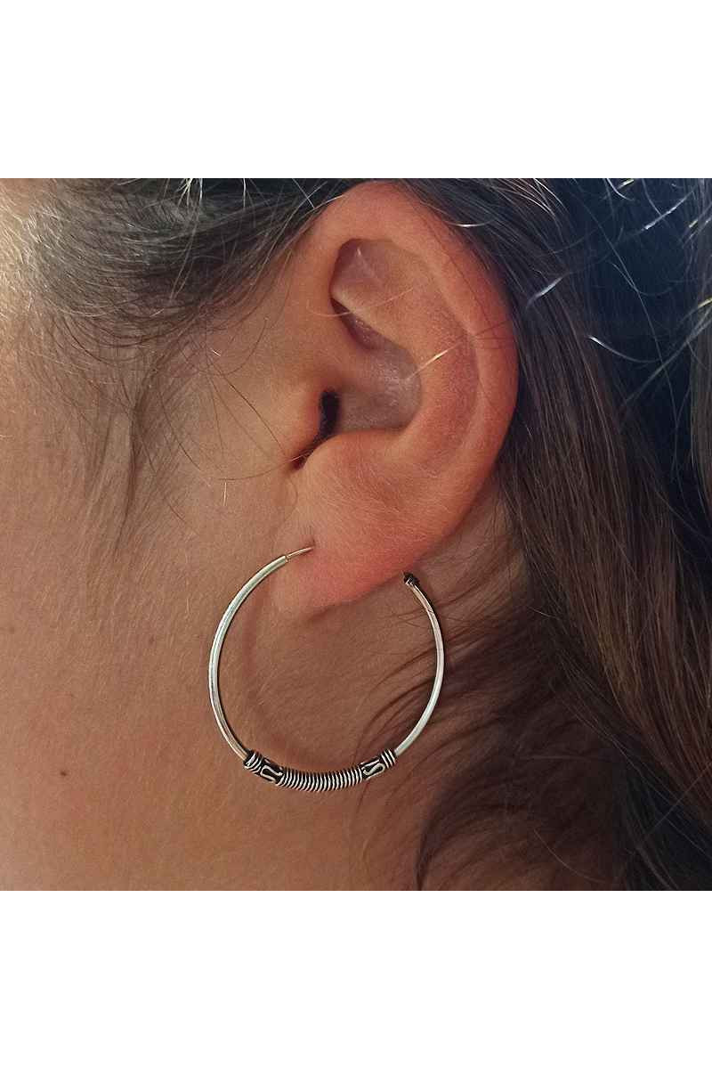 Pendientes Aro Bali 35mm Plata de Ley 925 - SomosPlata by Sensibile