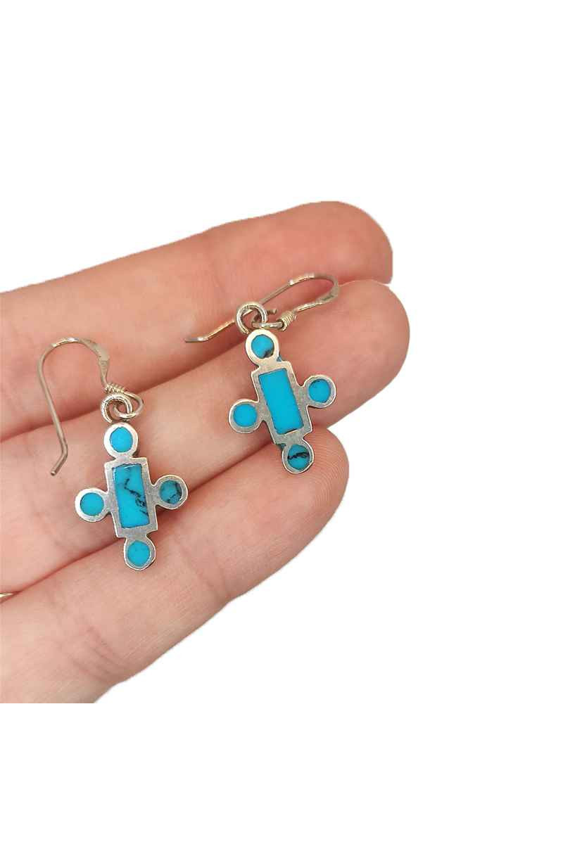 Pendientes Largos de Plata 925 con Piedra Turquesa y Cierre Hippie – SomosPlata by Sensibile