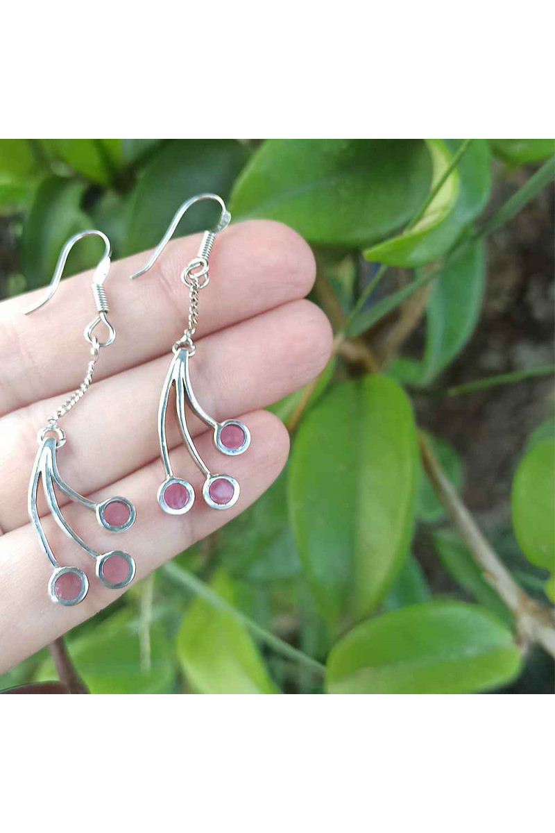 Pendientes Largos Plata de Ley 925 con Adorno Malva - SomosPlata by Sensibile