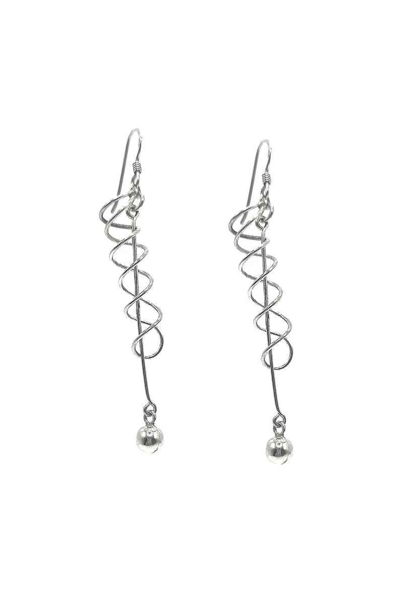 Pendientes Espiral de Plata 925 con Bola Colgante – SomosPlata by Sensibile