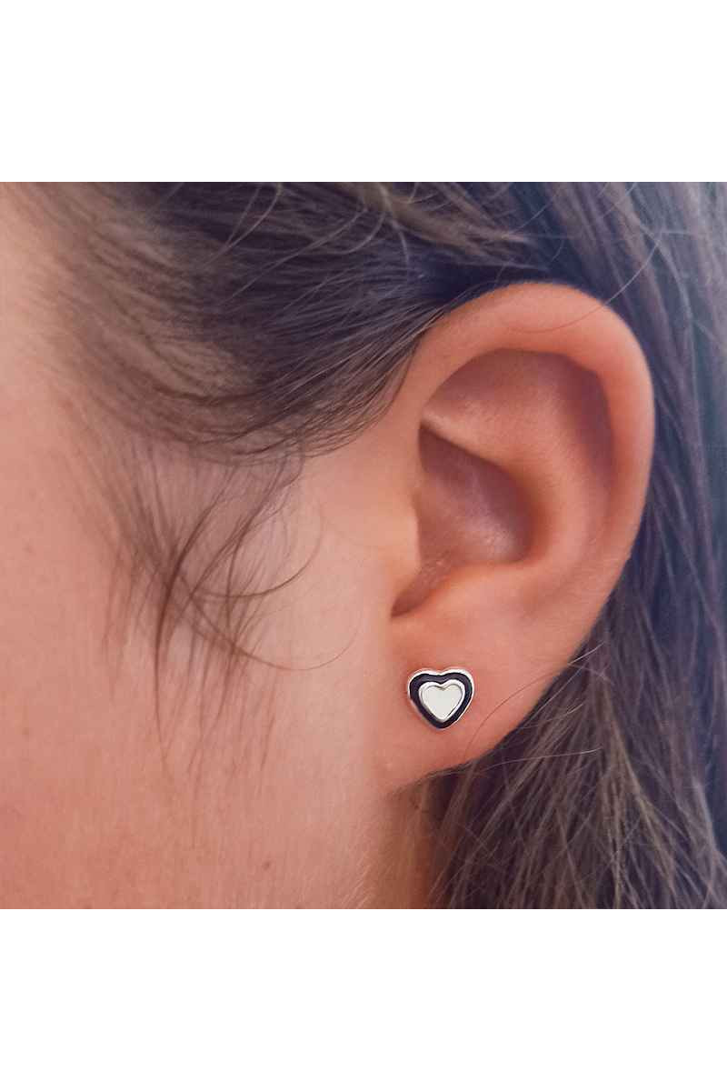 Pendientes Corazones Esmaltados Plata de Ley 925 - Somos Plata by Sensibile