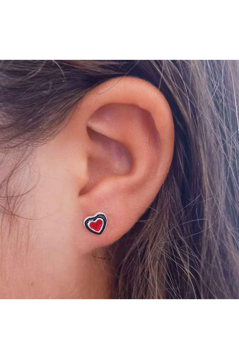 Pendientes Corazones Esmaltados Plata de Ley 925 - Somos Plata by Sensibile Pendientes Corazones Esmaltados Plata de Ley 925 - Somos Plata by Sensibile