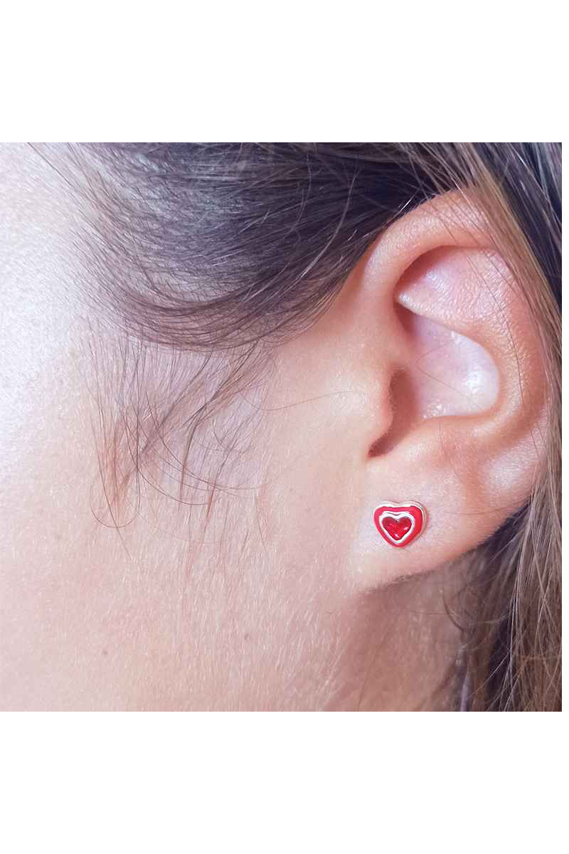 Pendientes Corazones Esmaltados Plata de Ley 925 - Somos Plata by Sensibile Pendientes Corazones Esmaltados Plata de Ley 925 - Somos Plata by Sensibile