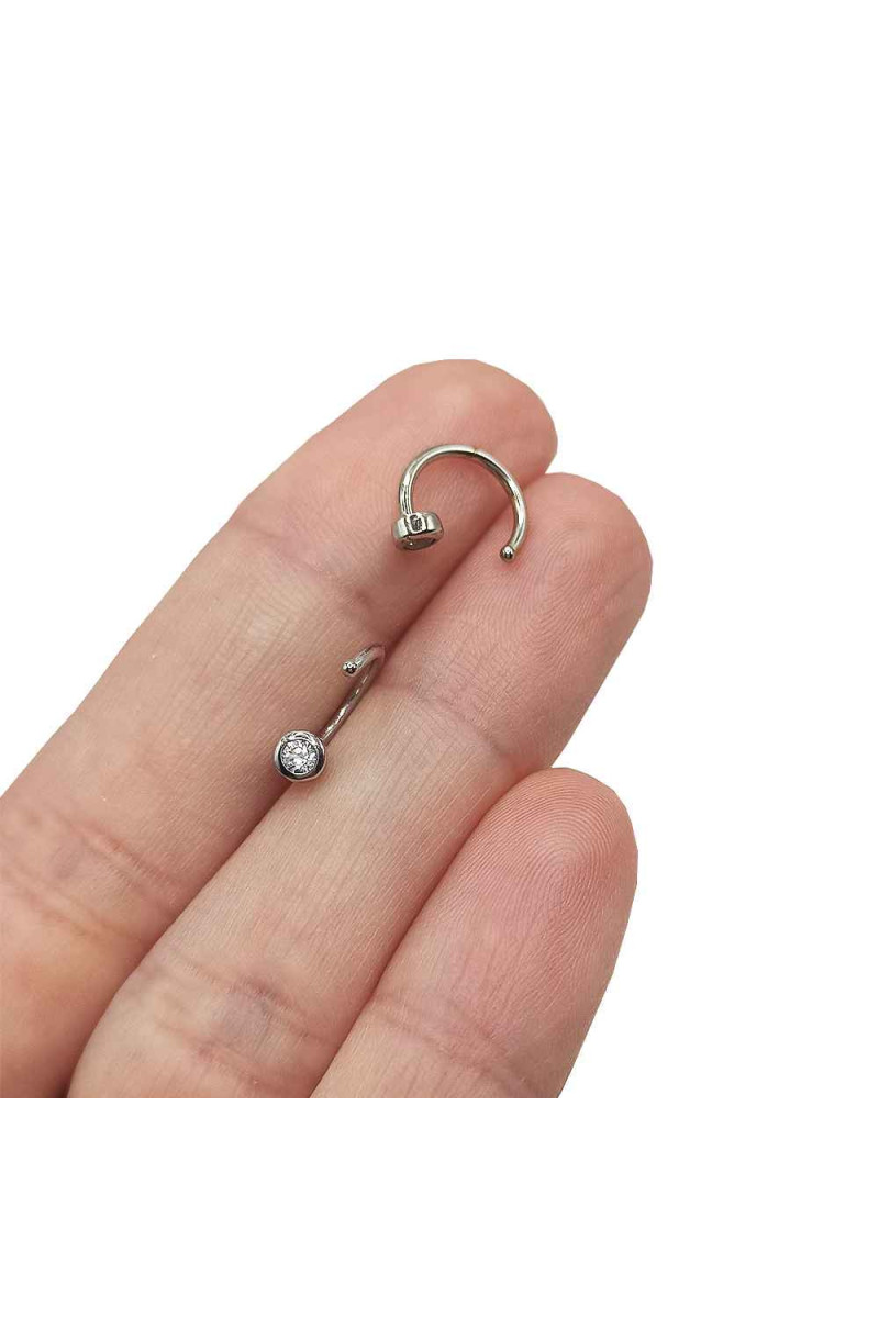 Pendientes Medio Aro con Circonita Plata de Ley Rodiada - SomosPlata by Sensibile