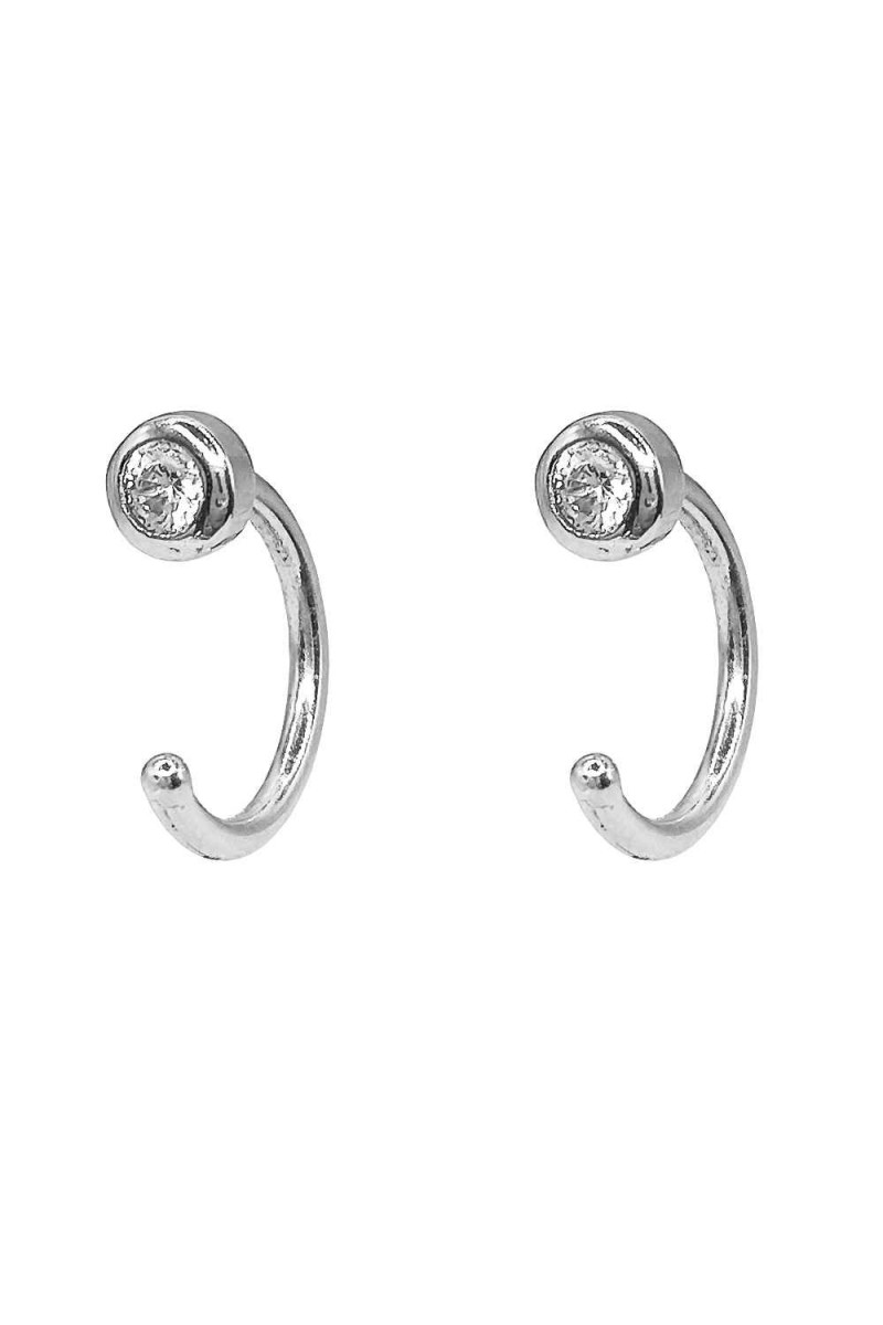Pendientes Medio Aro con Circonita Plata de Ley Rodiada - SomosPlata by Sensibile