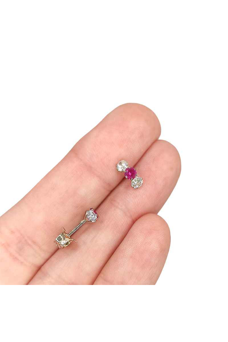 Pendientes de Plata de Ley 925 con Circonita Rosa - SomosPlata by Sensibile