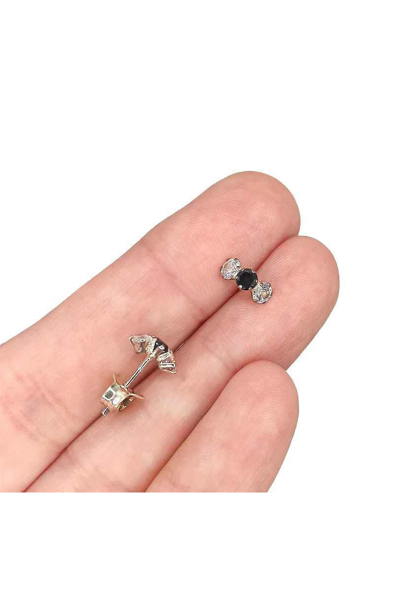 Pendientes de Plata de Ley 925 con Circonita Negra - SomosPlata by Sensibile