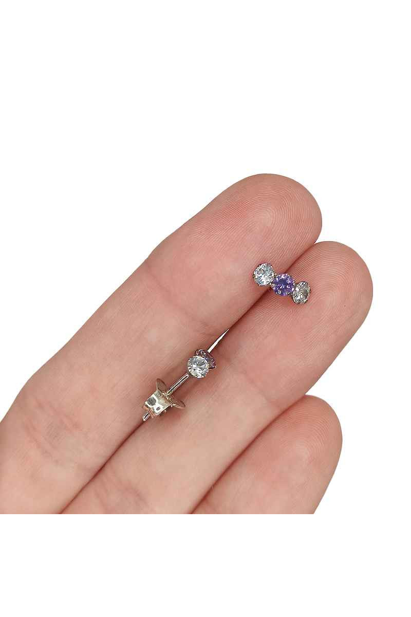 Pendientes de Plata de Ley 925 con Circonita Malva - SomosPlata by Sensibile